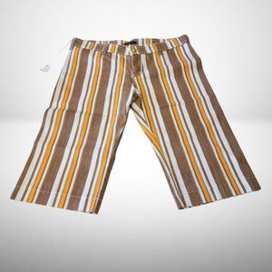 ROBERTO CAVALLI WOMEN'S STRIPED BERMUDA DRILL SHORTS  SIZE: 46